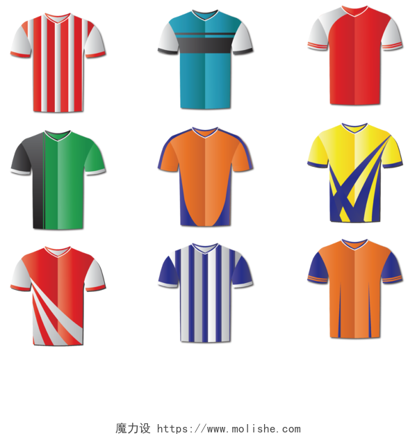 不同款式卡通足球球服设计集合